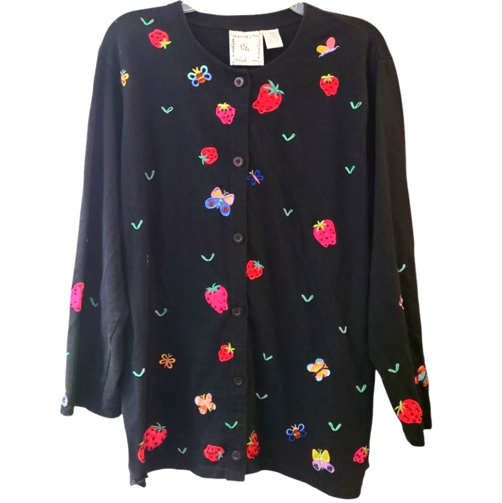 Black Sweater with Colorful Embroidery